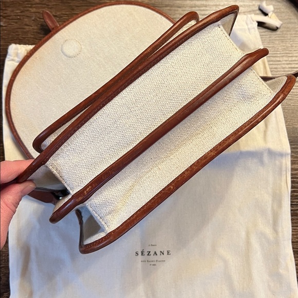 Sézane Sac Grande Romeo Ecru Canvas/Linen 💥Rare💥 and Pouchette - Picture 9 of 15